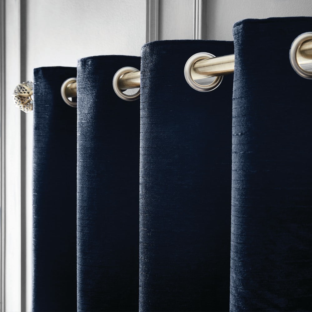 Sötétkék zsenília termo függöny szett 2 db-os 117x183 cm Selene Luxury Chenille – Hyperion