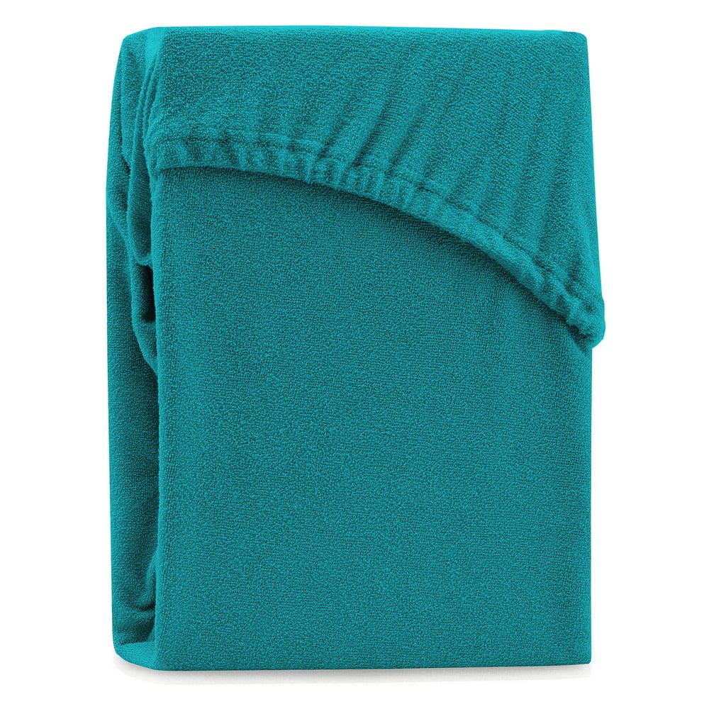 Sötétzöld-kék gumis frottír lepedő 140x200 cm Ruby – Restilo