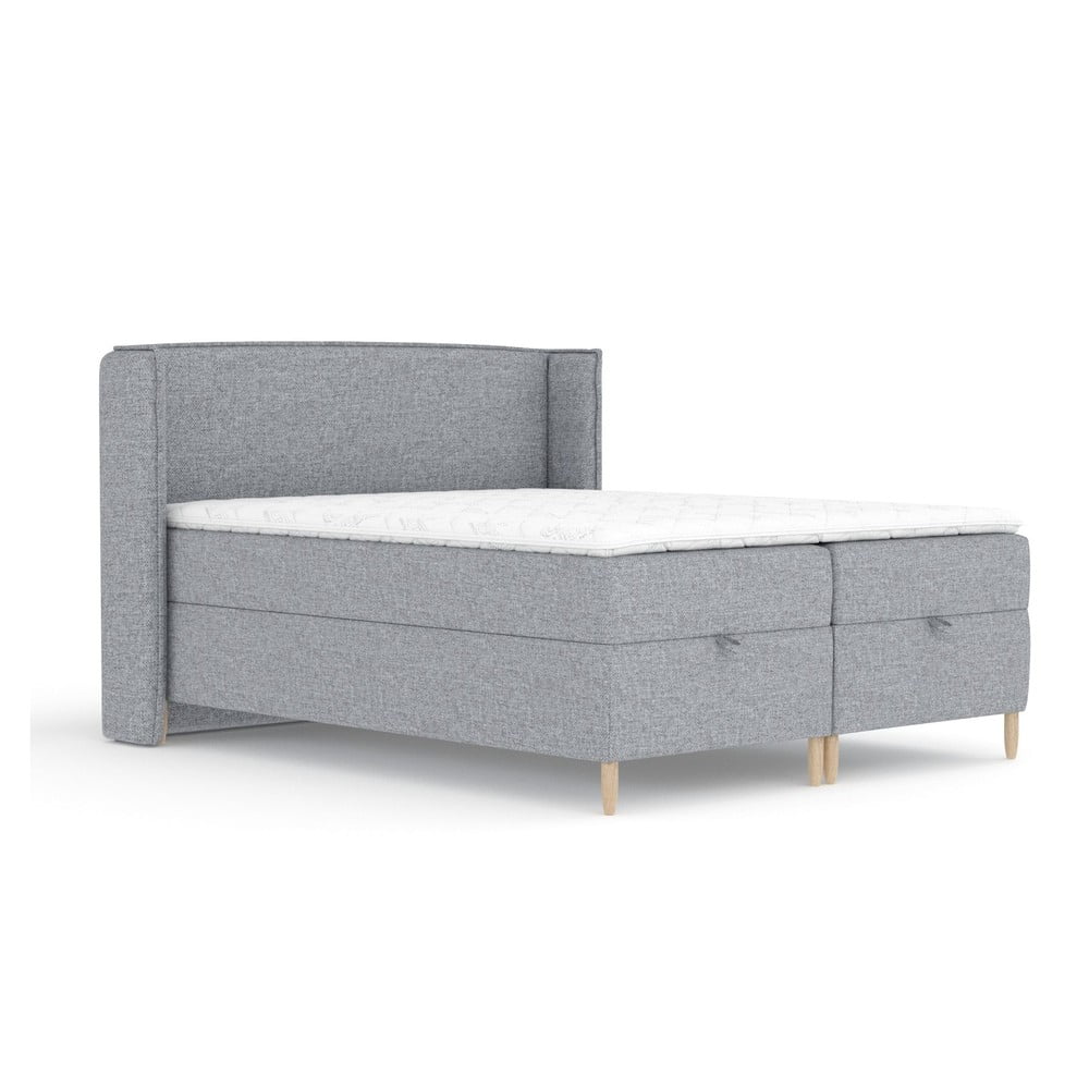 Szürke ágyneműtartós boxspring ágy 200x200 cm Monpelli – Maison de Rêve