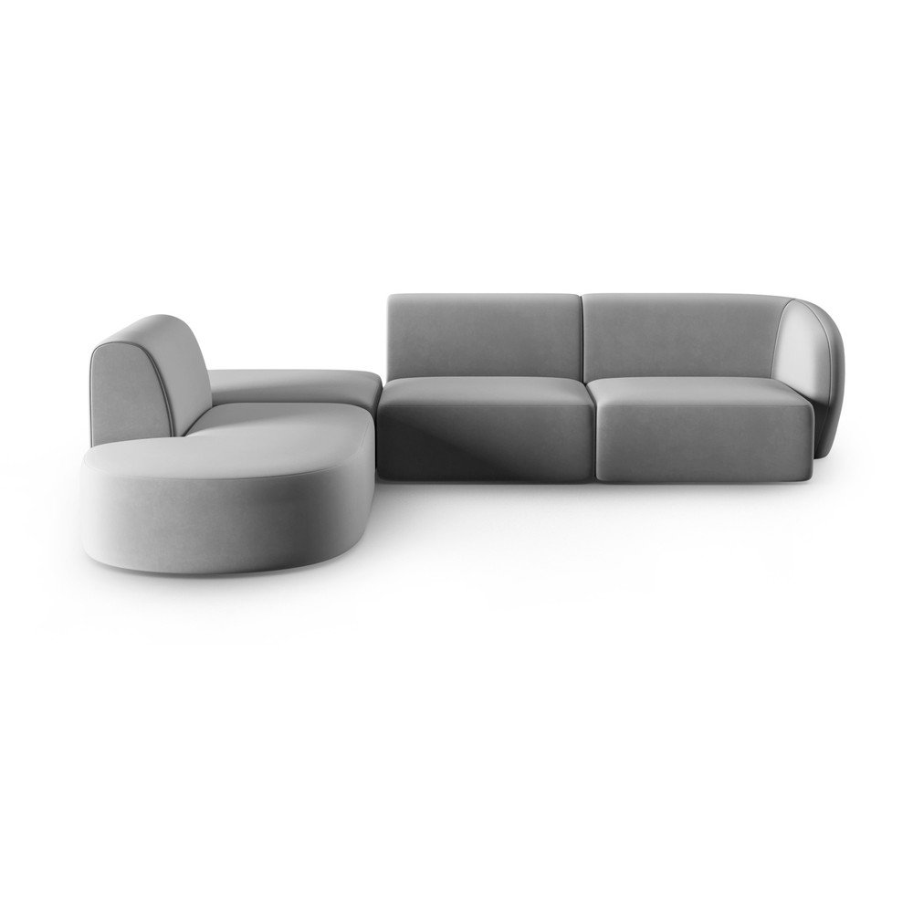 Szürke bársony sarokkanapé (bal oldali-L alakú) Paolo – Milo Casa