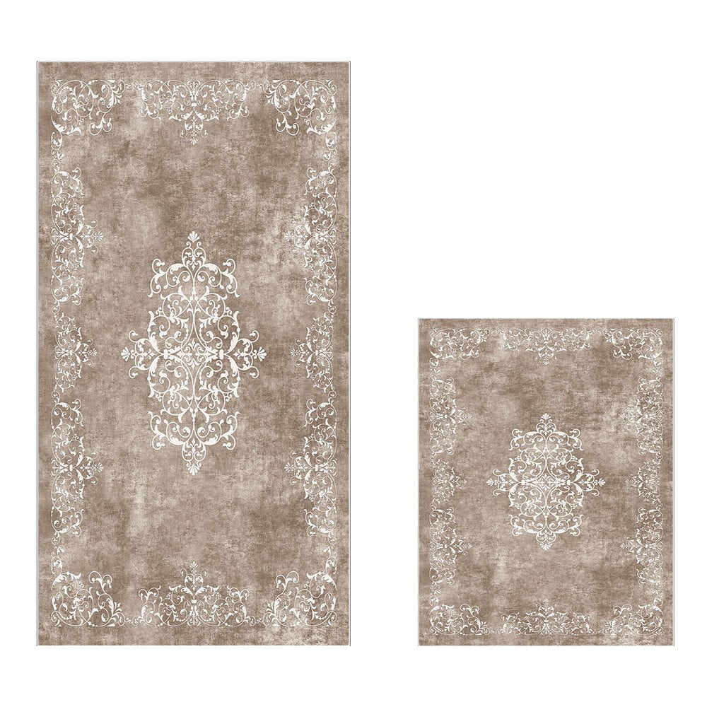 Szürkésbarna fürdőszobai kilépő szett 2 db-os 60x100 cm – Foutastic