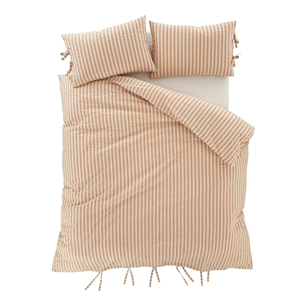 Terrakotta színű egyszemélyes ágyneműhuzat 135x200 cm Zanzibar Stripe – Pineapple Elephant