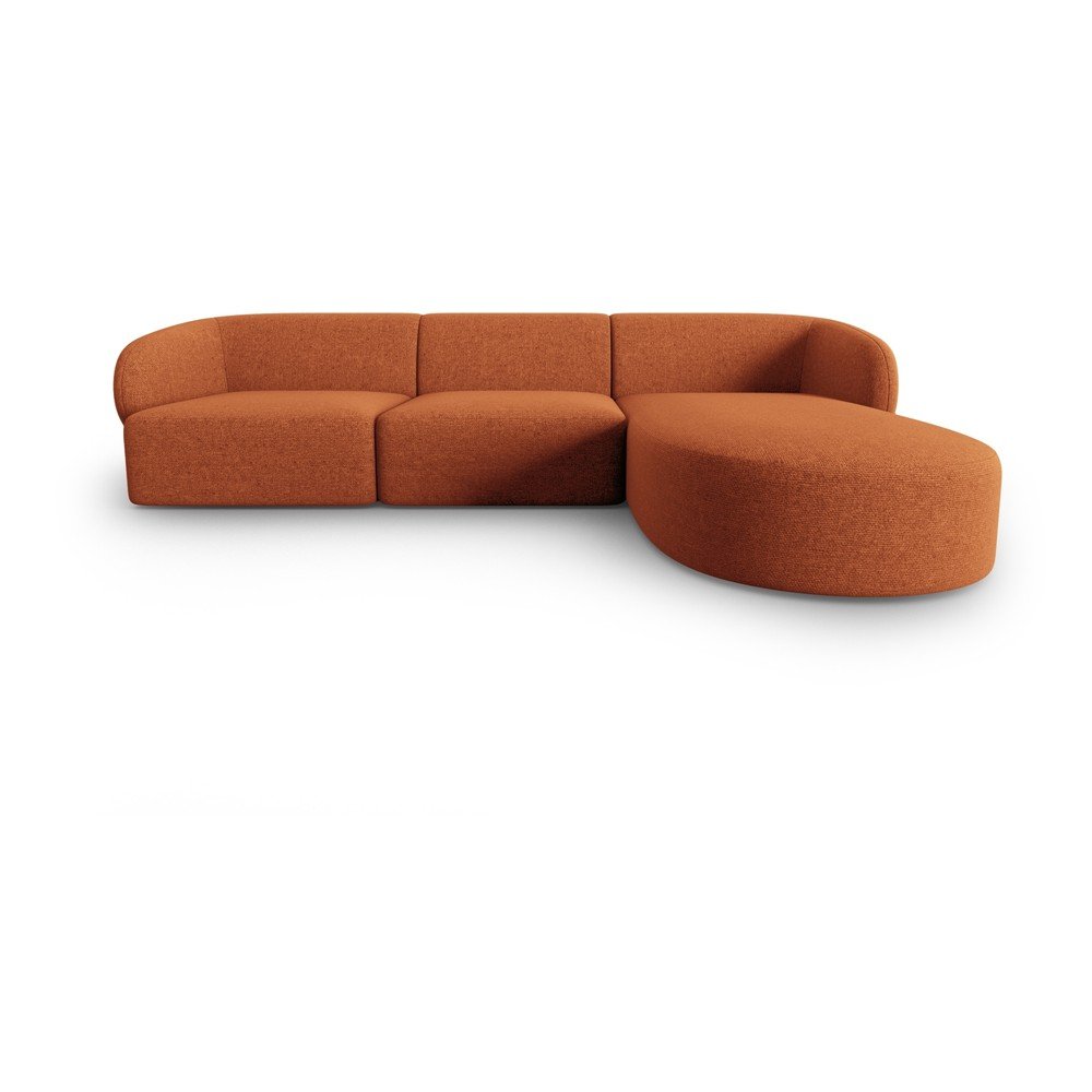 Terrakotta színű zsenília sarokkanapé (jobb oldali-heverő résszel) Paolo – Milo Casa