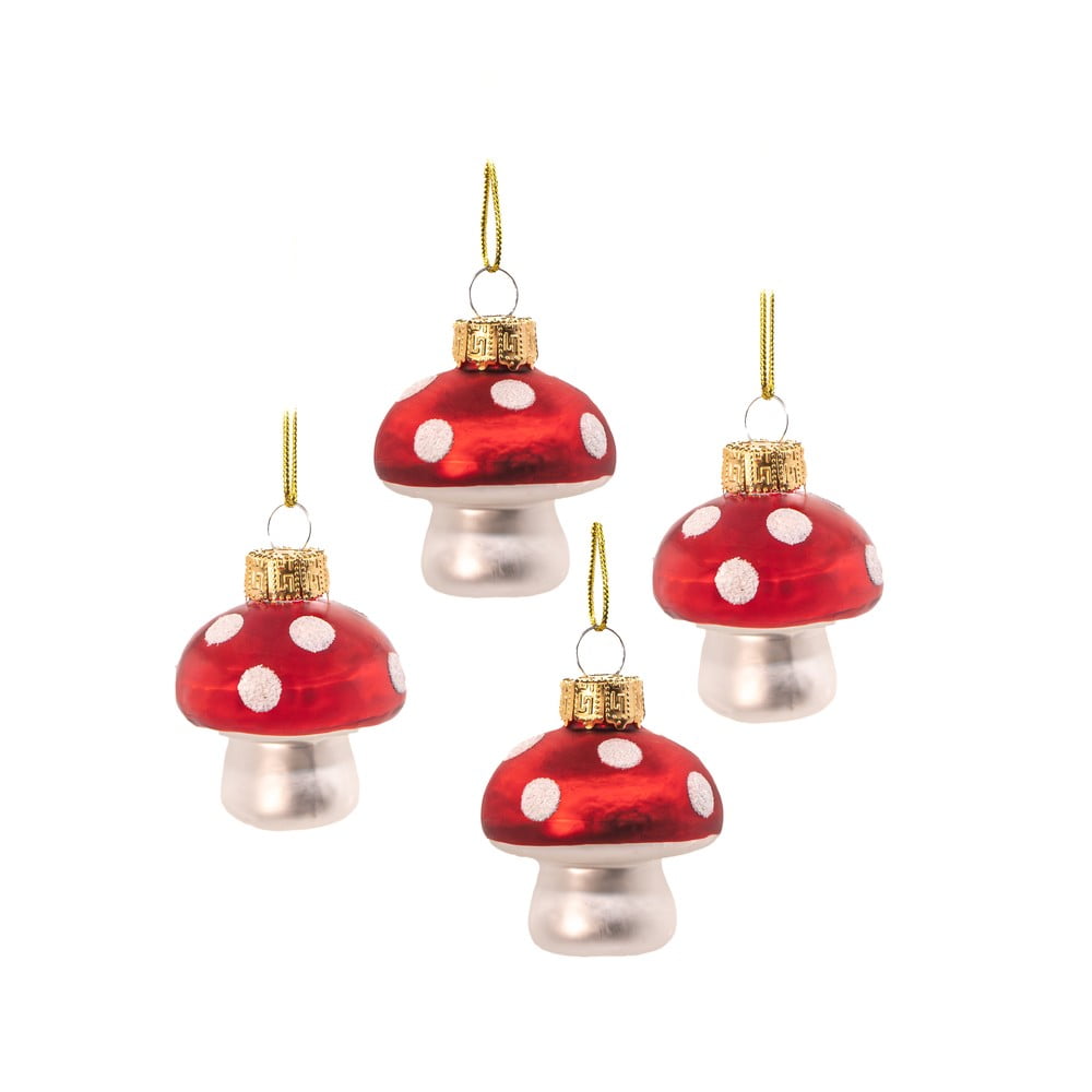 Üveg kézzel készített karácsonyfadísz készlet 4 db-os ø 4