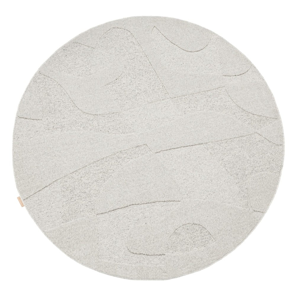 Világosszürke gyapjú kerek szőnyeg ø 120 cm Morphic Botanica – Agnella