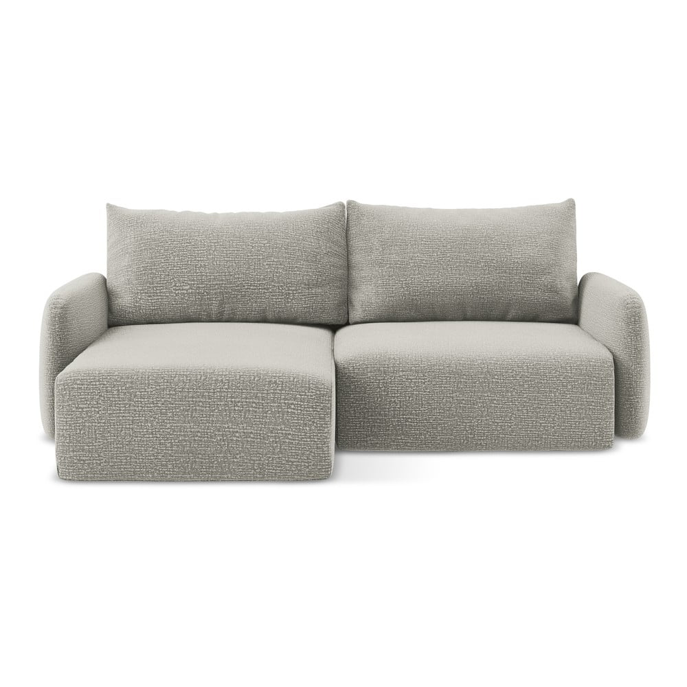 Világosszürke kinyitható-tárolóhelyes sarokkanapé (bal oldali) Kalena – Makamii