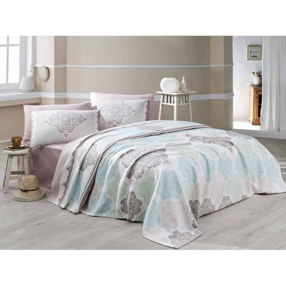 Andalucia könnyű kétszemélyes ágytakaró lepedővel és párnahuzattal