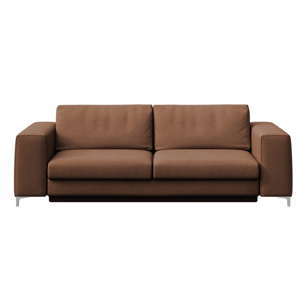 Barna bársony kinyitható kanapé 256 cm Rene – Rodier