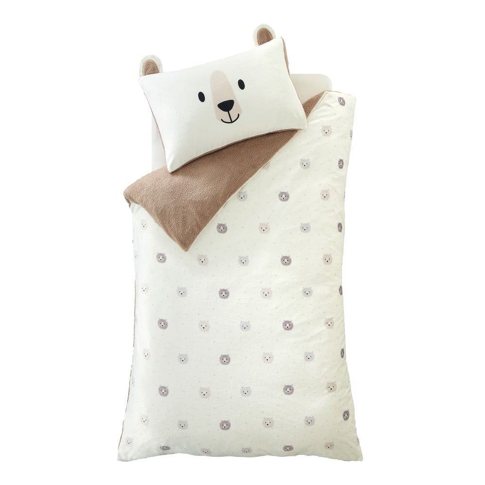 Barna-krémszínű kétszemélyes mikroplüss gyerek ágyneműhuzat 200x200 cm Cosy Bear – Catherine Lansfield