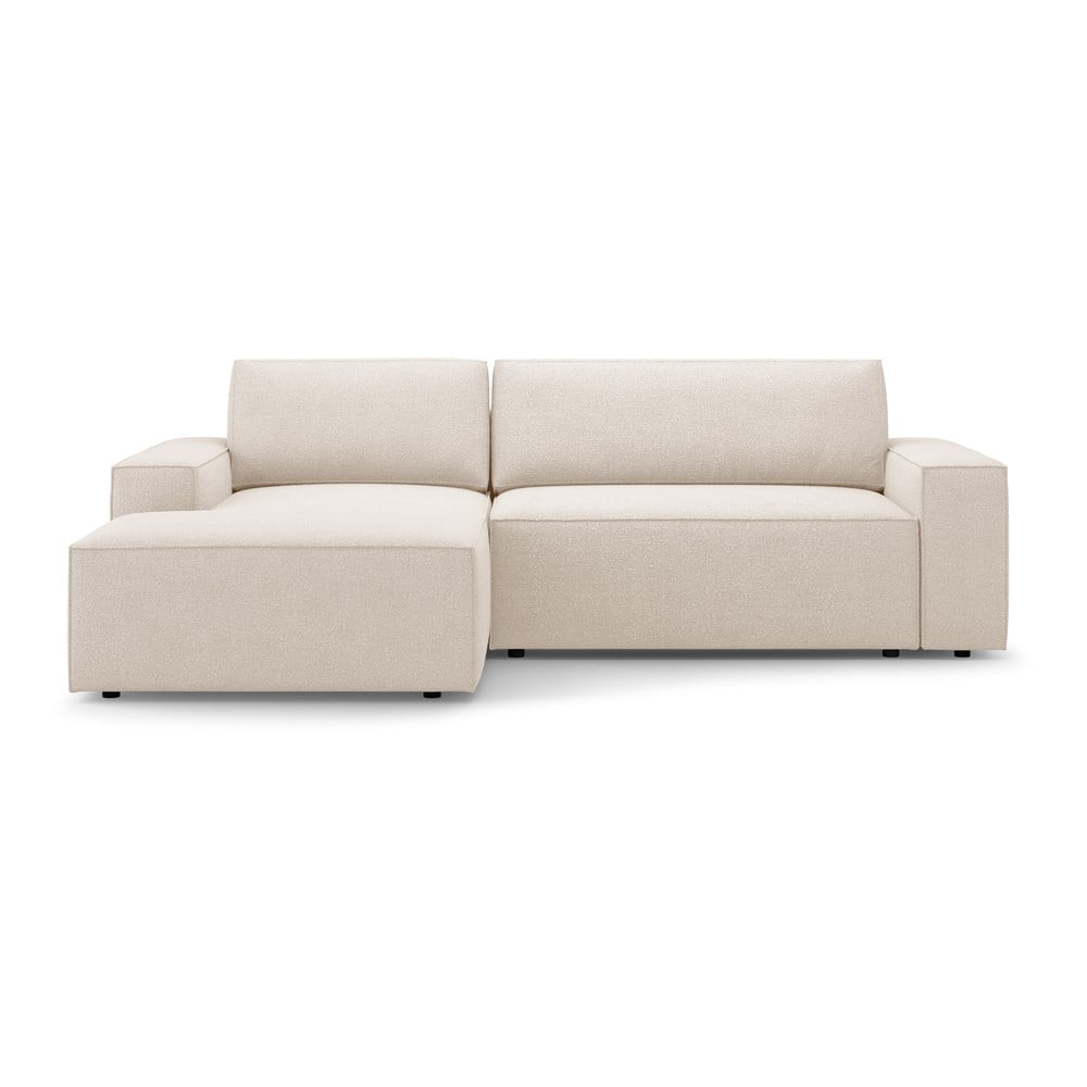 Bézs buklé kinyitható sarokkanapé (bal oldali) Jodie – Micadoni Home