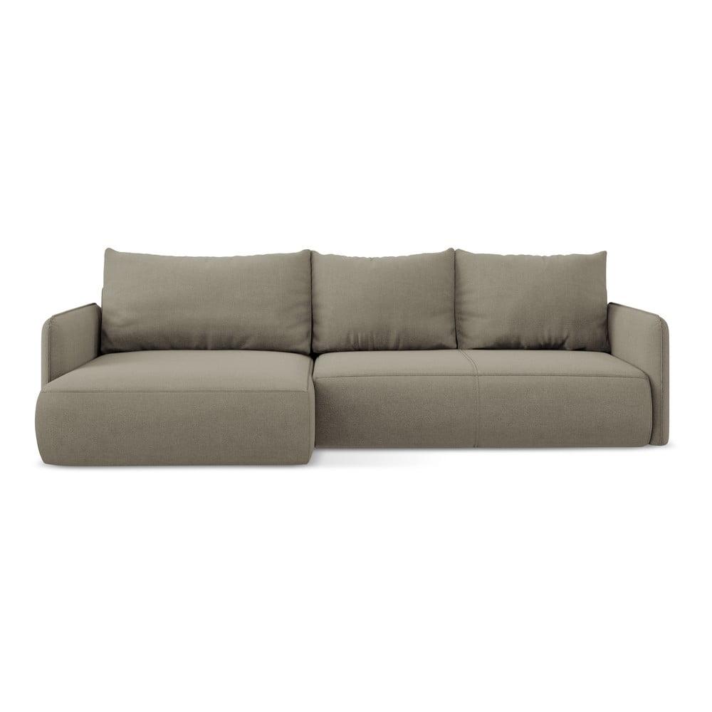 Bézs kinyitható-tárolóhelyes sarokkanapé (bal oldali) Nanea – Makamii