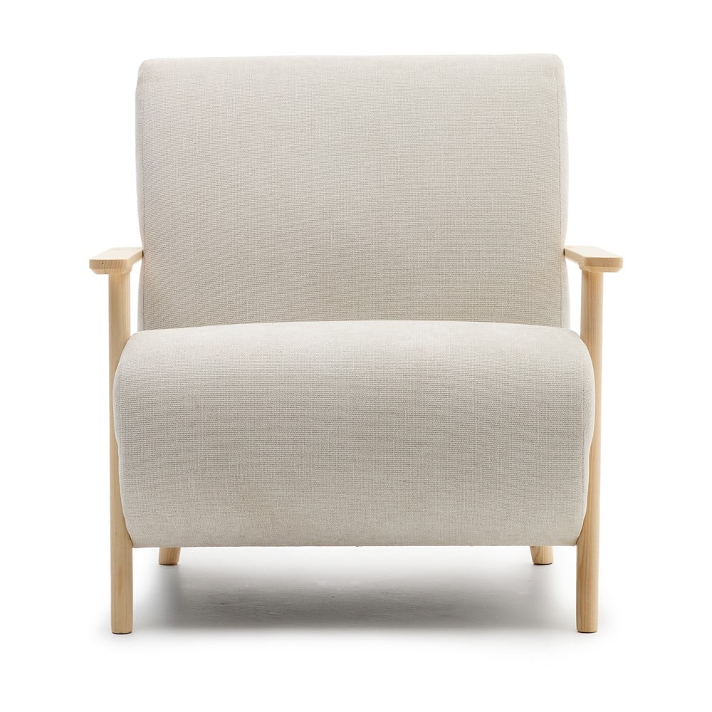 Bézs-krémszínű zsenília fotel Meghan – Kave Home