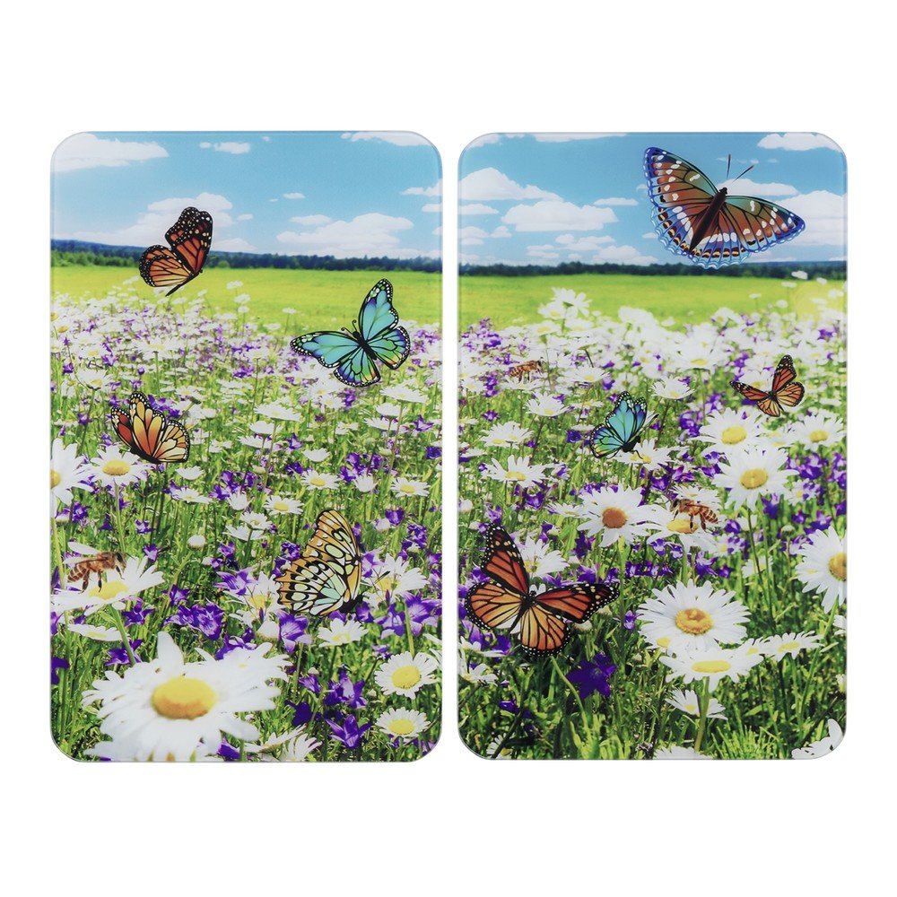 Edzett üveg tűzhely fedőlap szett 2 db-os 52x30 cm Summer Meadow – Maximex