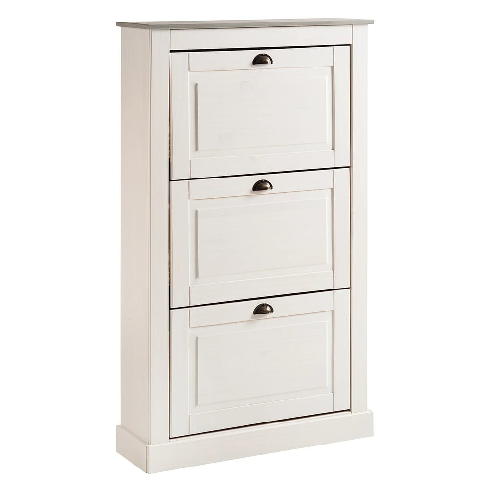 Fehér borovi fenyő billenő ajtós cipőtartó Toby – Støraa