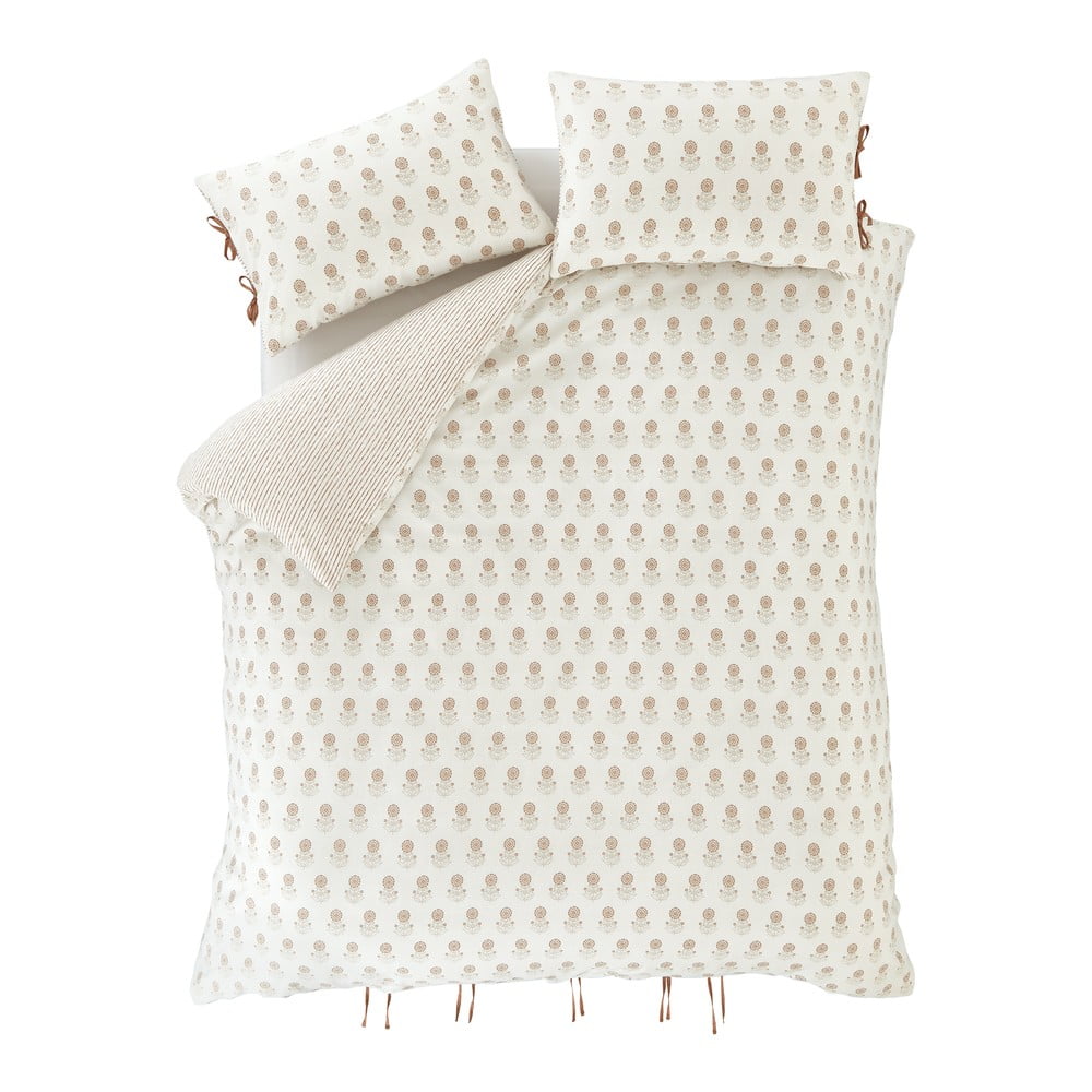 Fehér egyszemélyes ágyneműhuzat 135x200 cm Woodblock Floral – Pineapple Elephant