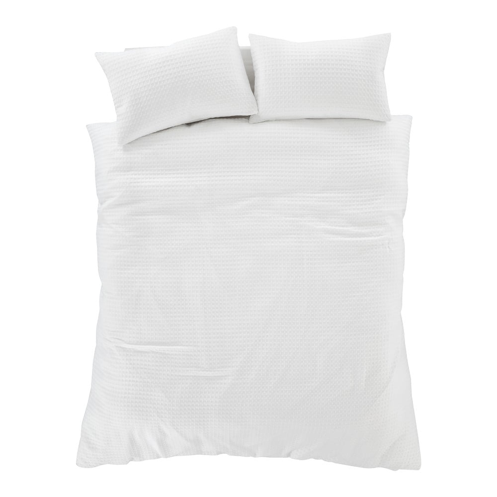 Fehér kétszemélyes ágyneműhuzat 200x200 cm Muscat Waffle – Pineapple Elephant