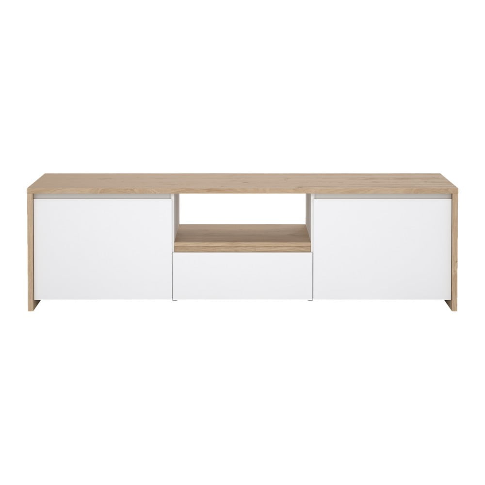 Fehér-natúr színű TV-állvány tölgyfa dekorral 179x52x48 cm Next – Tvilum