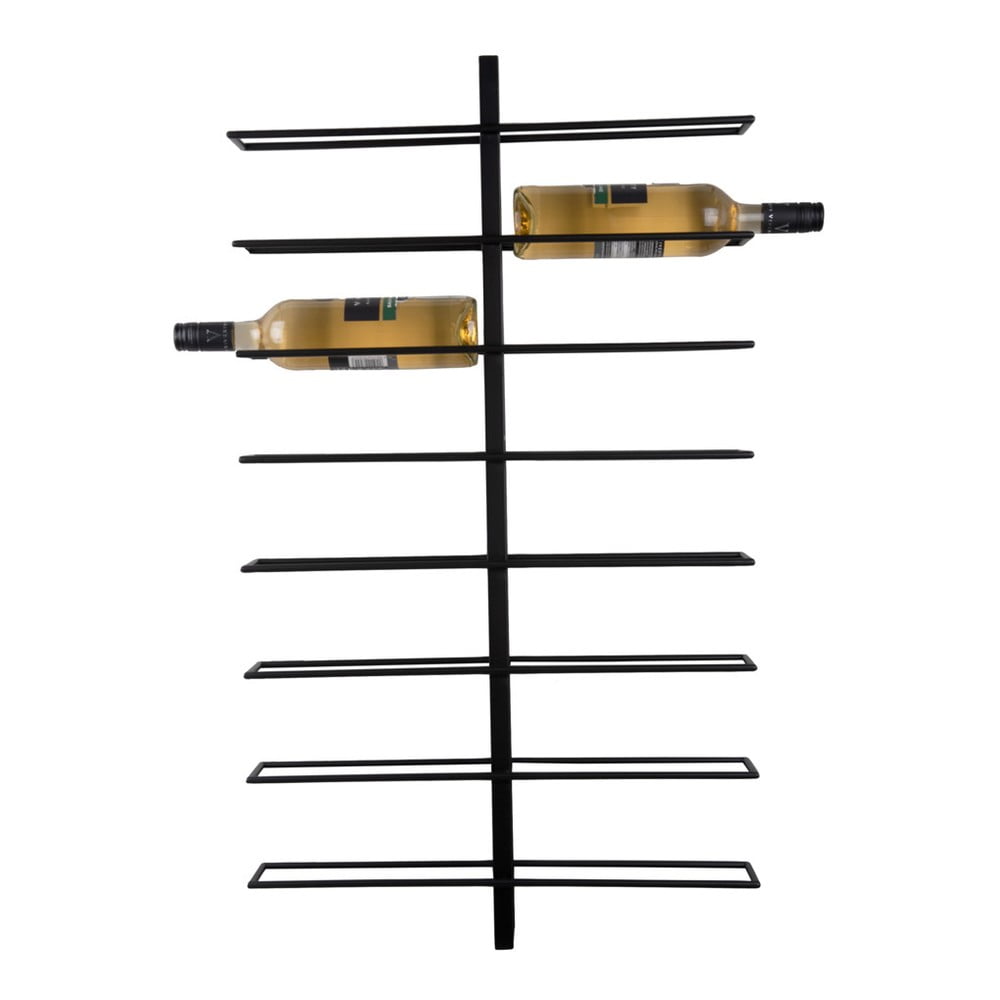 Fekete fali fém bortartó polcos állvány