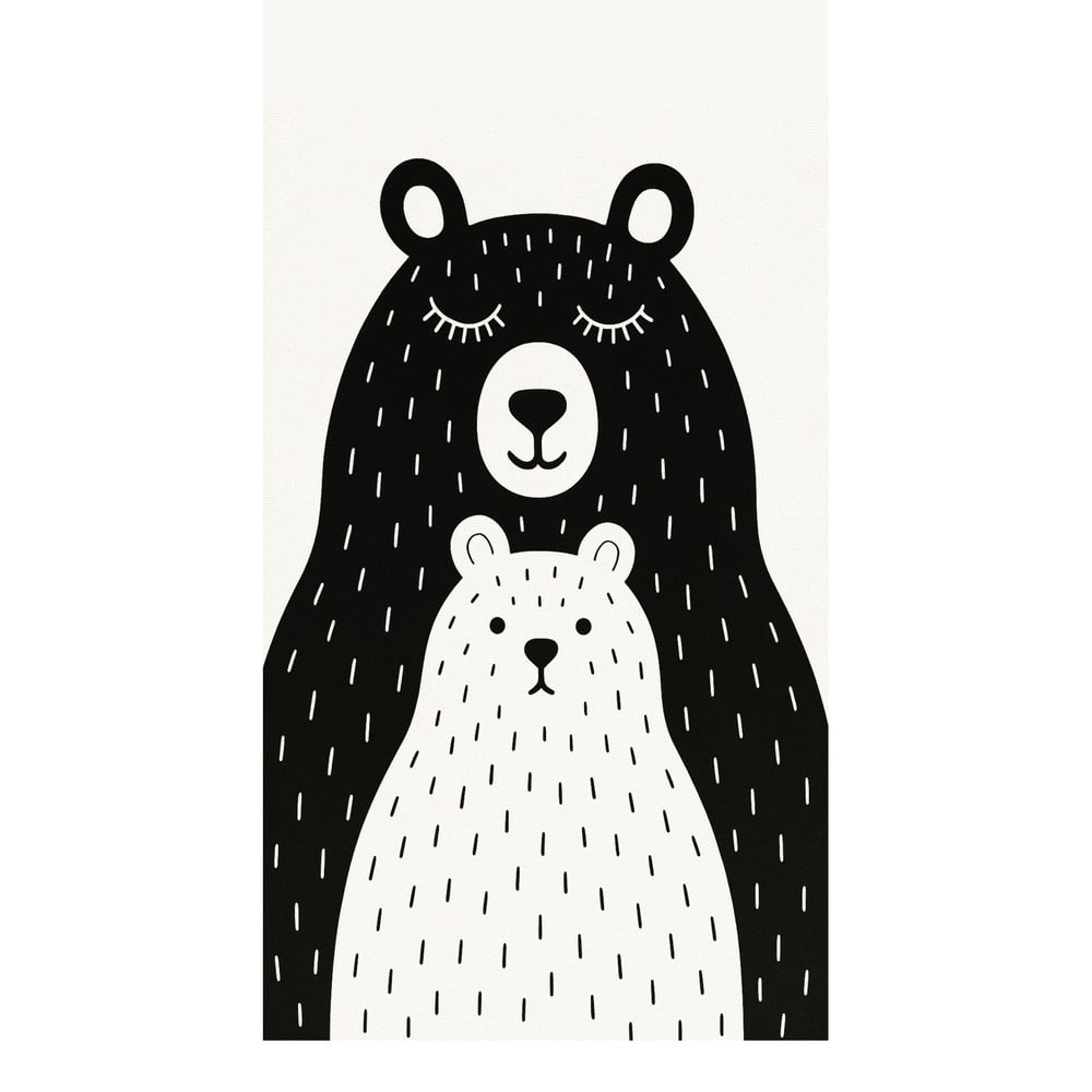 Fekete-fehér mosható gyerek szőnyeg 100x160 cm Bear Family v2 – Vitaus