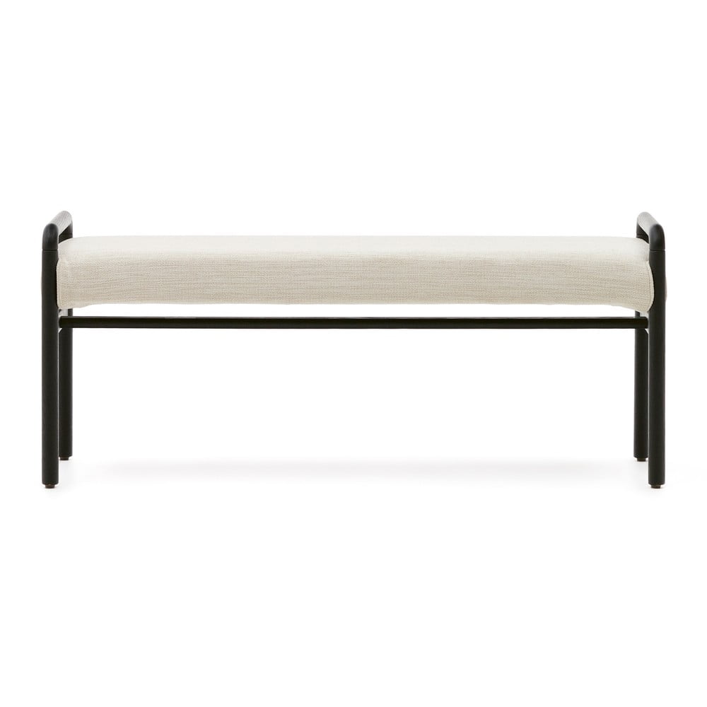 Fekete-krémszínű zsenília pad Macaret – Kave Home