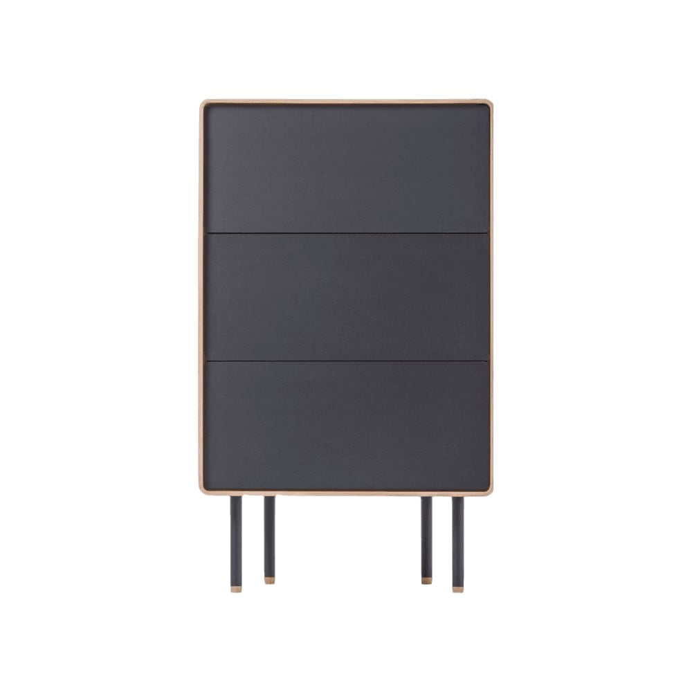 Fekete-natúr színű tölgyfa magas komód 60x100 cm Fina – Gazzda