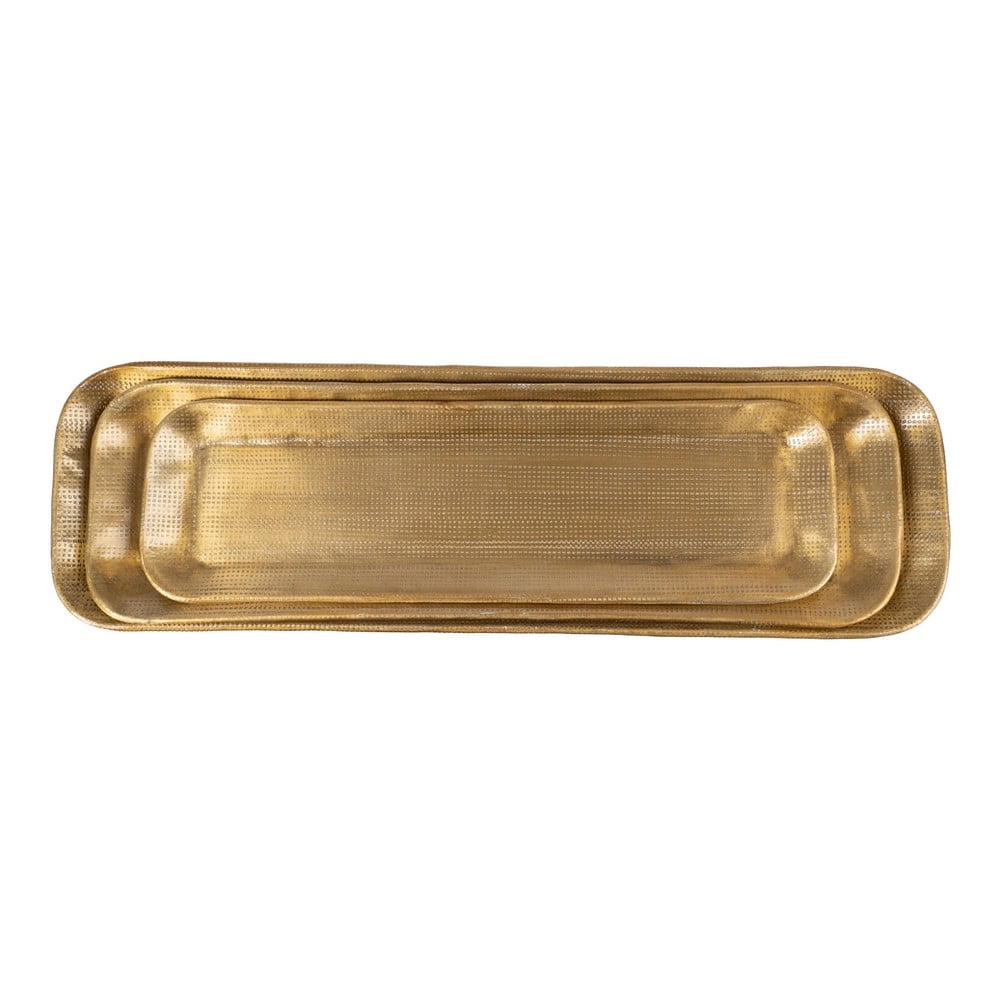 Fém dekoratív tálca szett 3 db-os 14x48 cm Grau – Ixia