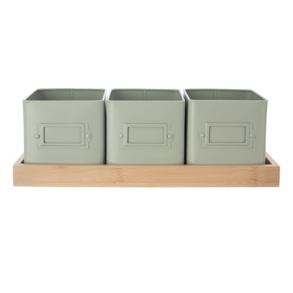 Fém virágcserép készlet fűszernövényekhez 3 db-os Greenish – Orion