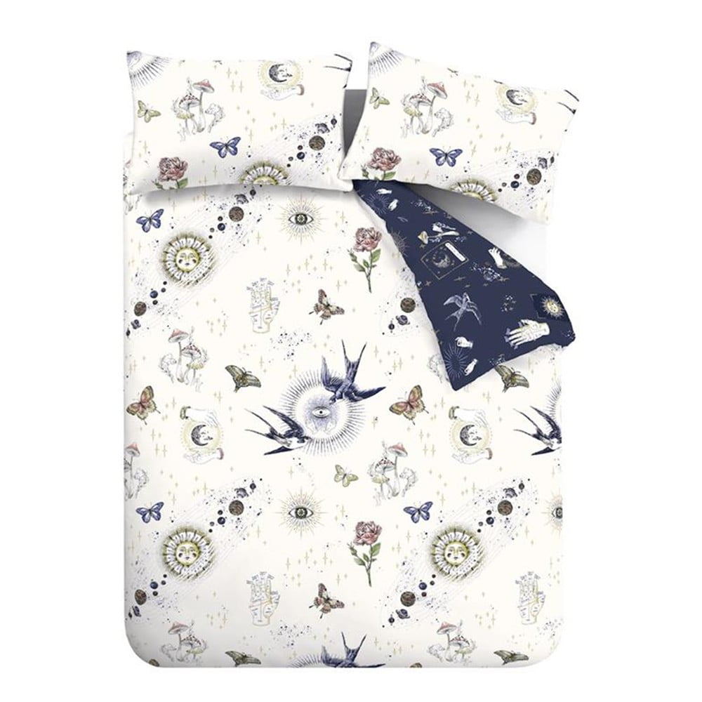 Kék-krémszínű kétszemélyes ágyneműhuzat 200x200 cm Astrology – Sassy B