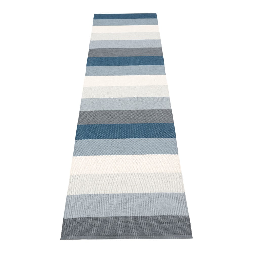 Kék-krémszínű kültéri-beltéri futószőnyeg 70x300 cm Molly Ocean Grey – Pappelina