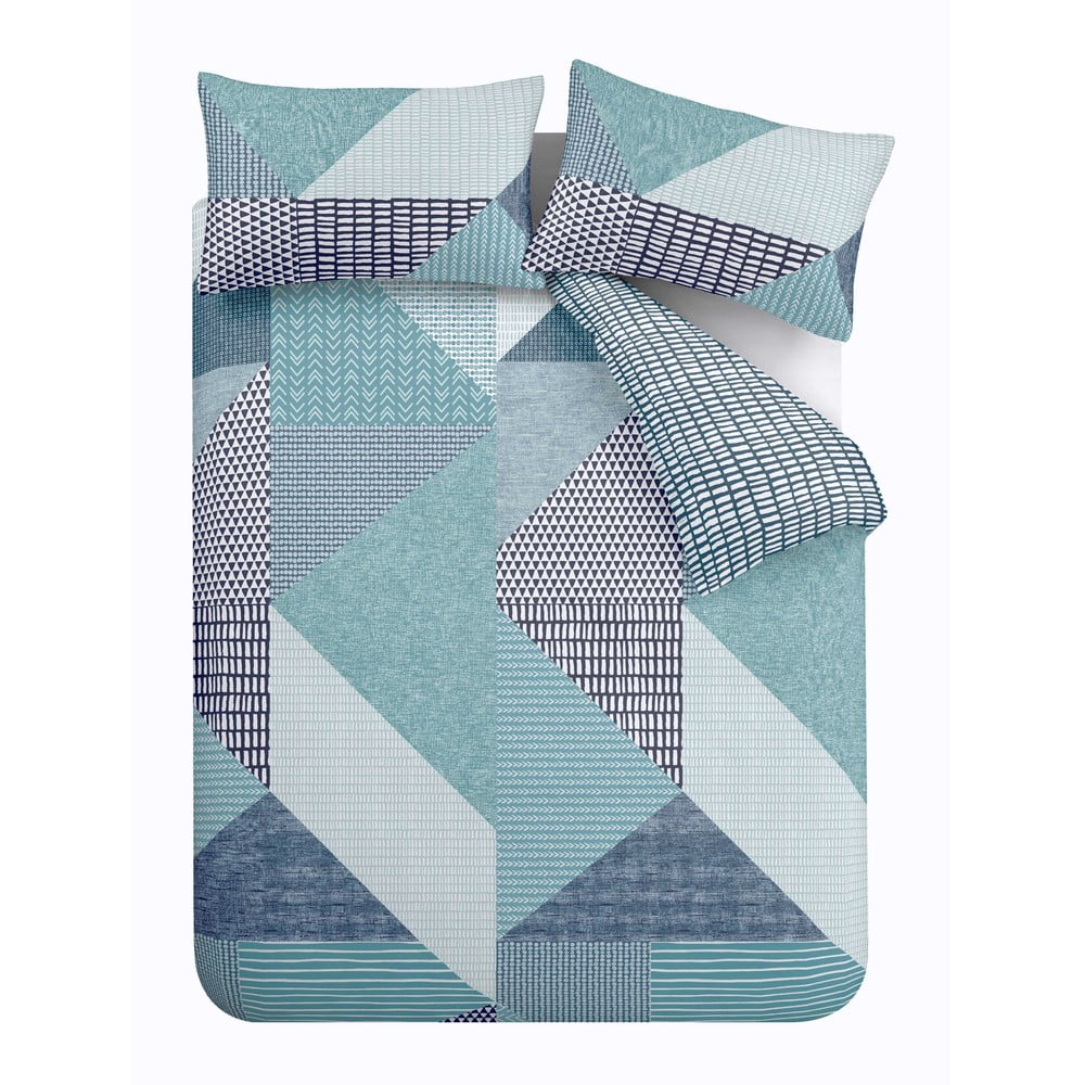 Kékeszöld kétszemélyes-hosszabbított ágyneműhuzat 230x220 cm Larsson Geo – Catherine Lansfield