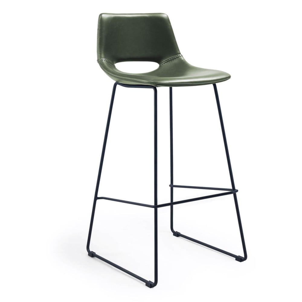 Khaki bőrutánzat bárszék (ülésmagasság 76 cm) Zahara – Kave Home