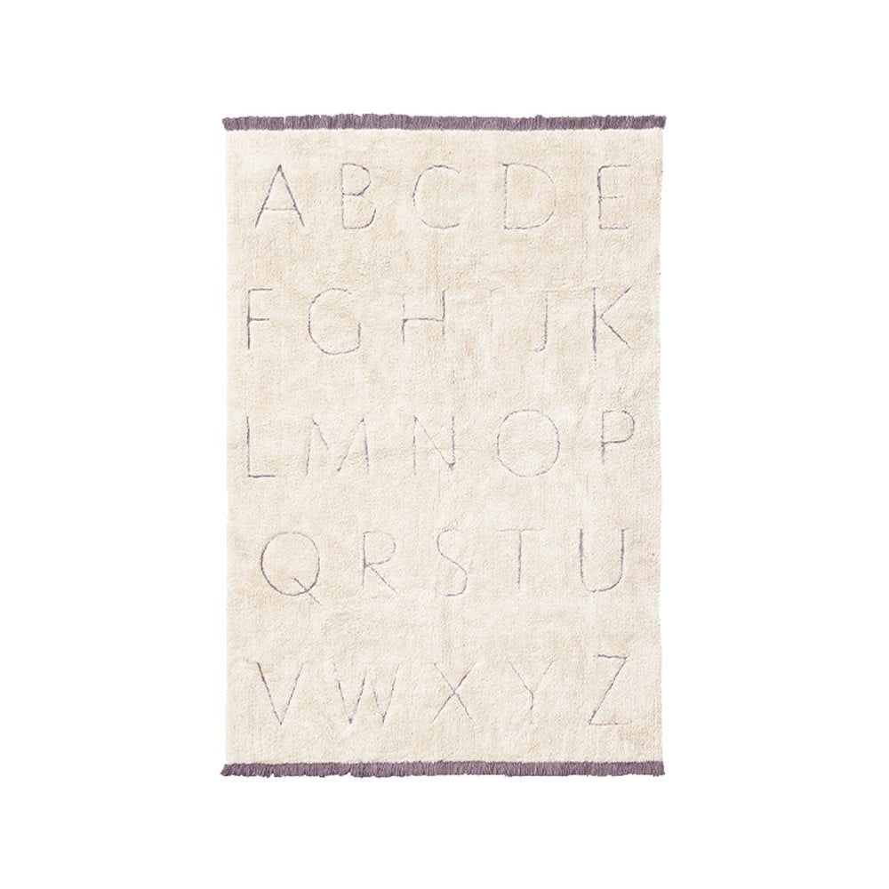 Krémszínű mosható kézi szövésű pamut gyerek szőnyeg 90x130 cm ABC – Lorena Canals