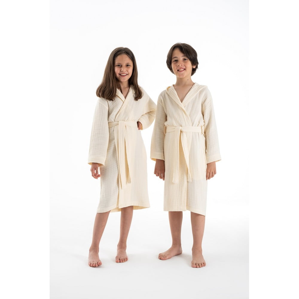 Krémszínű muszlin gyerek fürdőköpeny 7-8 év Muslin – Foutastic
