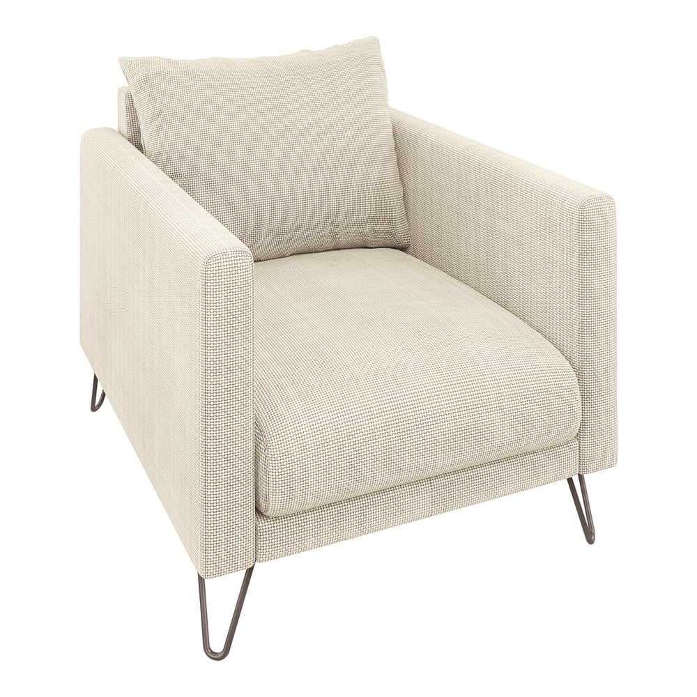 Krémszínű zsenília fotel Freya – Ropez