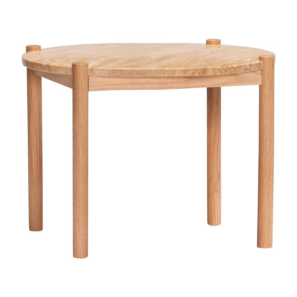 Natúr színű kerek dohányzóasztal kő asztallappal ø 60 cm Trava – Hübsch