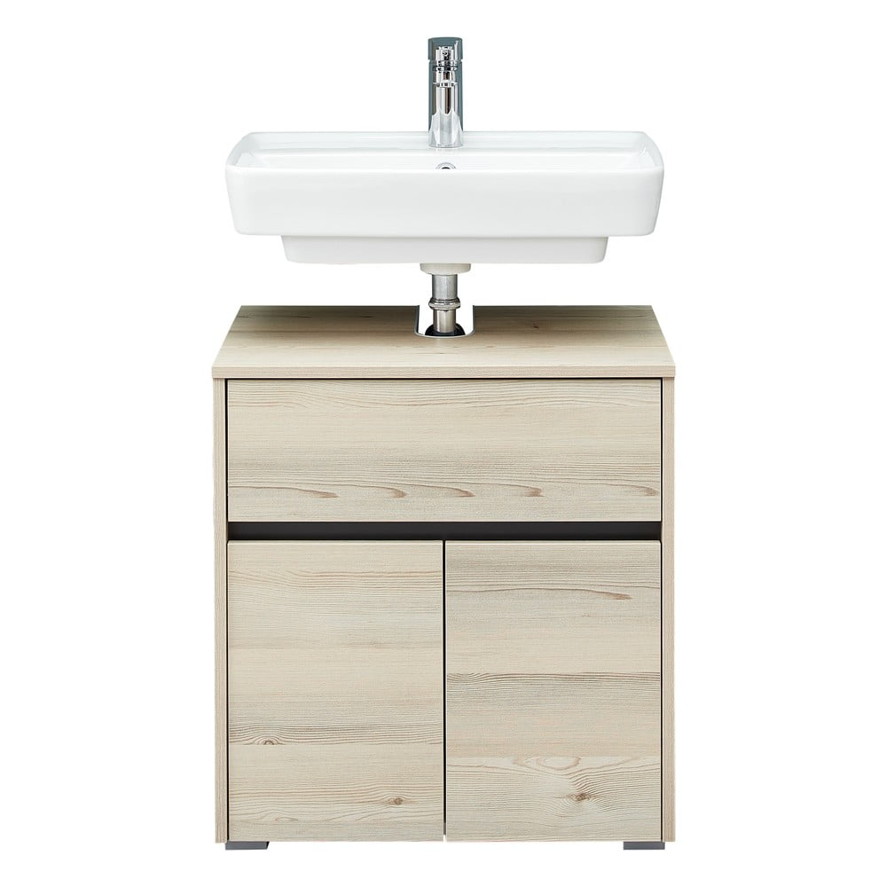 Natúr színű szekrény mosdókagyló nélkül borovi fenyő dekorral 64x60 cm Quickset 393 – Pelipal