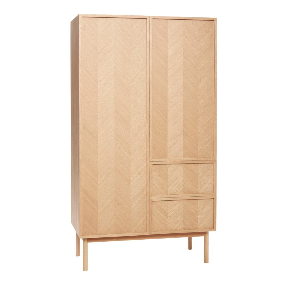 Natúr színű tölgyfa ruhásszekrény 100x180 cm Herringbone – Hübsch
