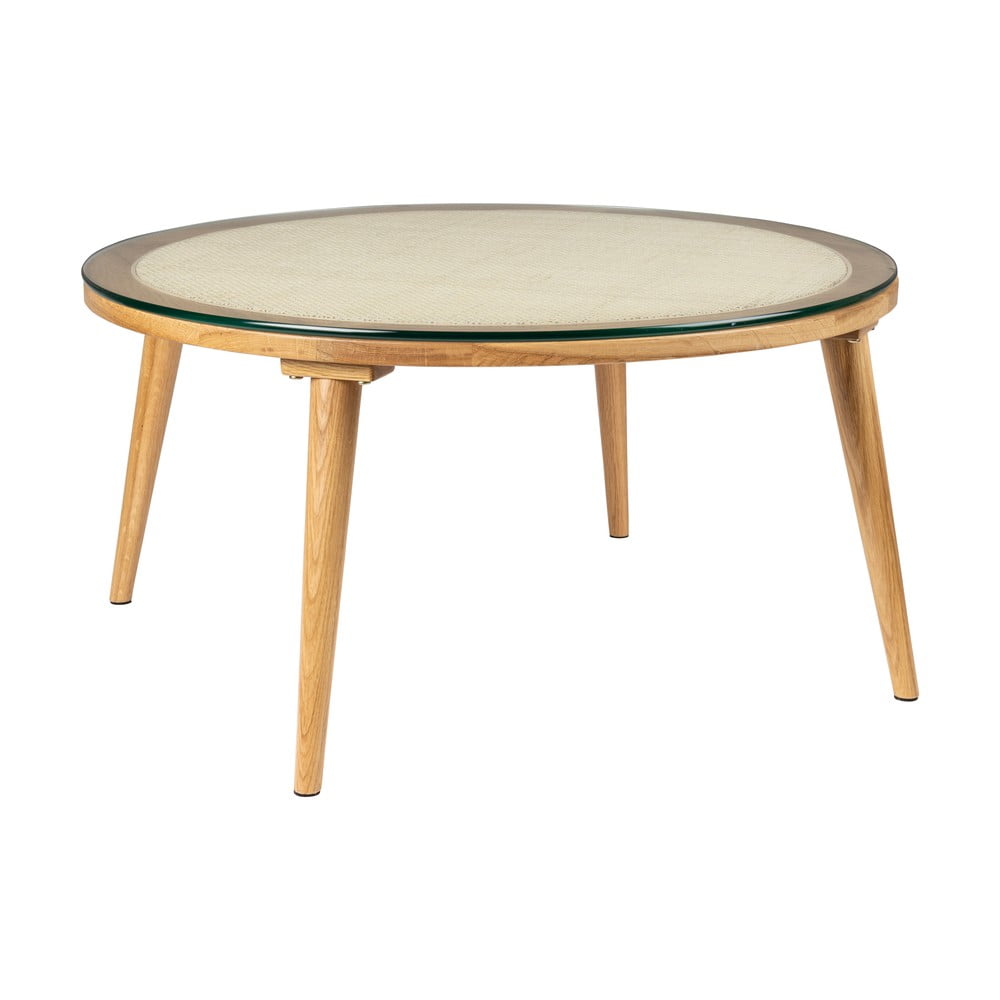 Natúr színű üveg kerek dohányzóasztal ø 70 cm Haru – White Label