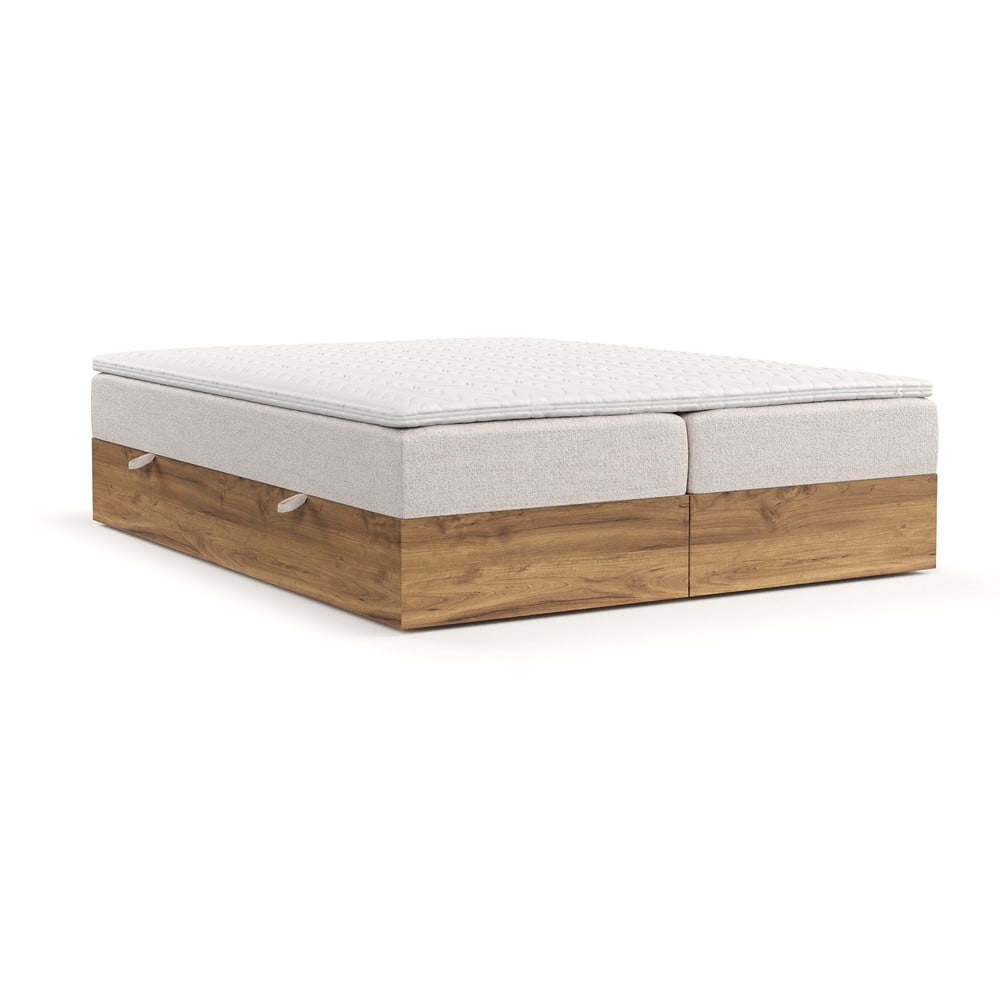 Natúr színű-világosbarna ágyneműtartós boxspring ágy 180x200 cm Faro – Maison de Rêve