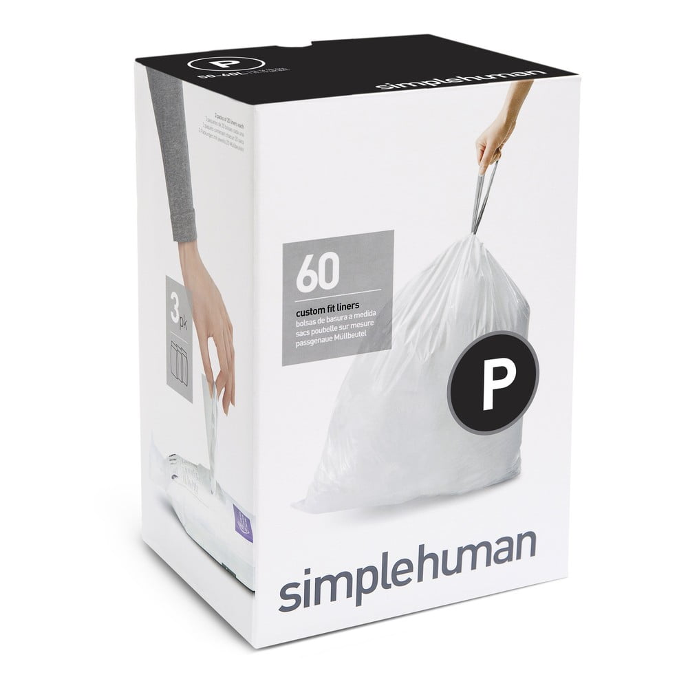 Összehúzható szemeteszsák készlet 60 db-os 60 l P – simplehuman