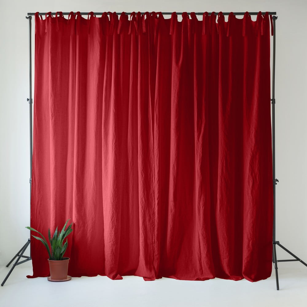 Piros len függöny 140x330 cm Lava Falls – Linen Tales