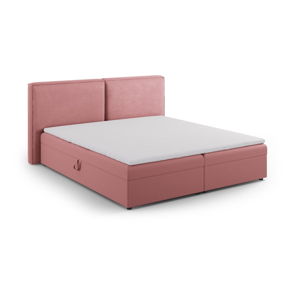 Rózsaszín ágyneműtartós boxspring ágy 160x200 cm Arendal – Cosmopolitan Design