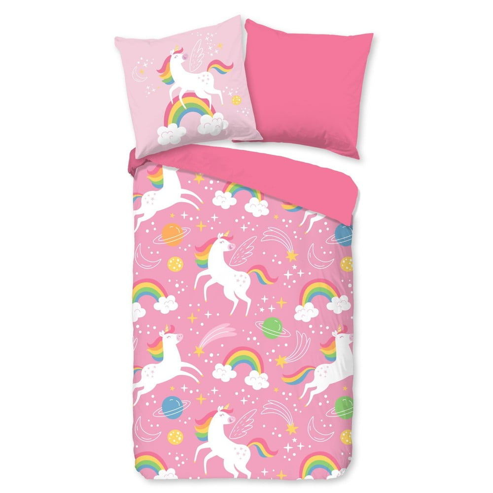 Rózsaszín egyszemélyes mikroszálas gyerek ágyneműhuzat 140x200 cm – Good Morning