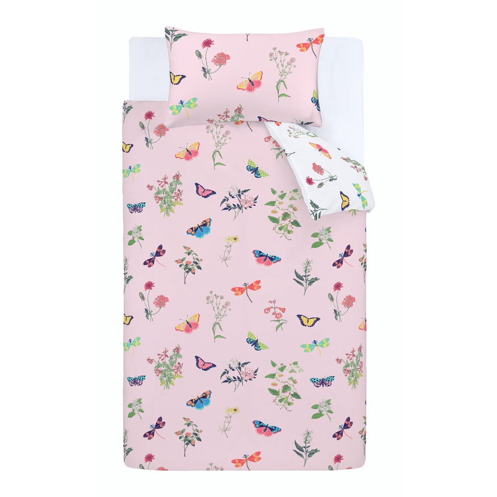Rózsaszín kétszemélyes gyerek ágyneműhuzat 200x200 cm Butterfly Garden – RHS