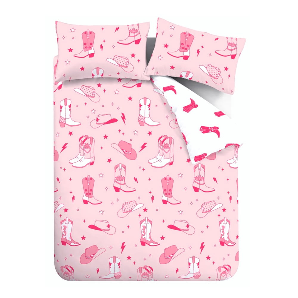 Rózsaszín kétszemélyes-hosszabbított ágyneműhuzat 230x220 cm Cowgirl Boot – Sassy B