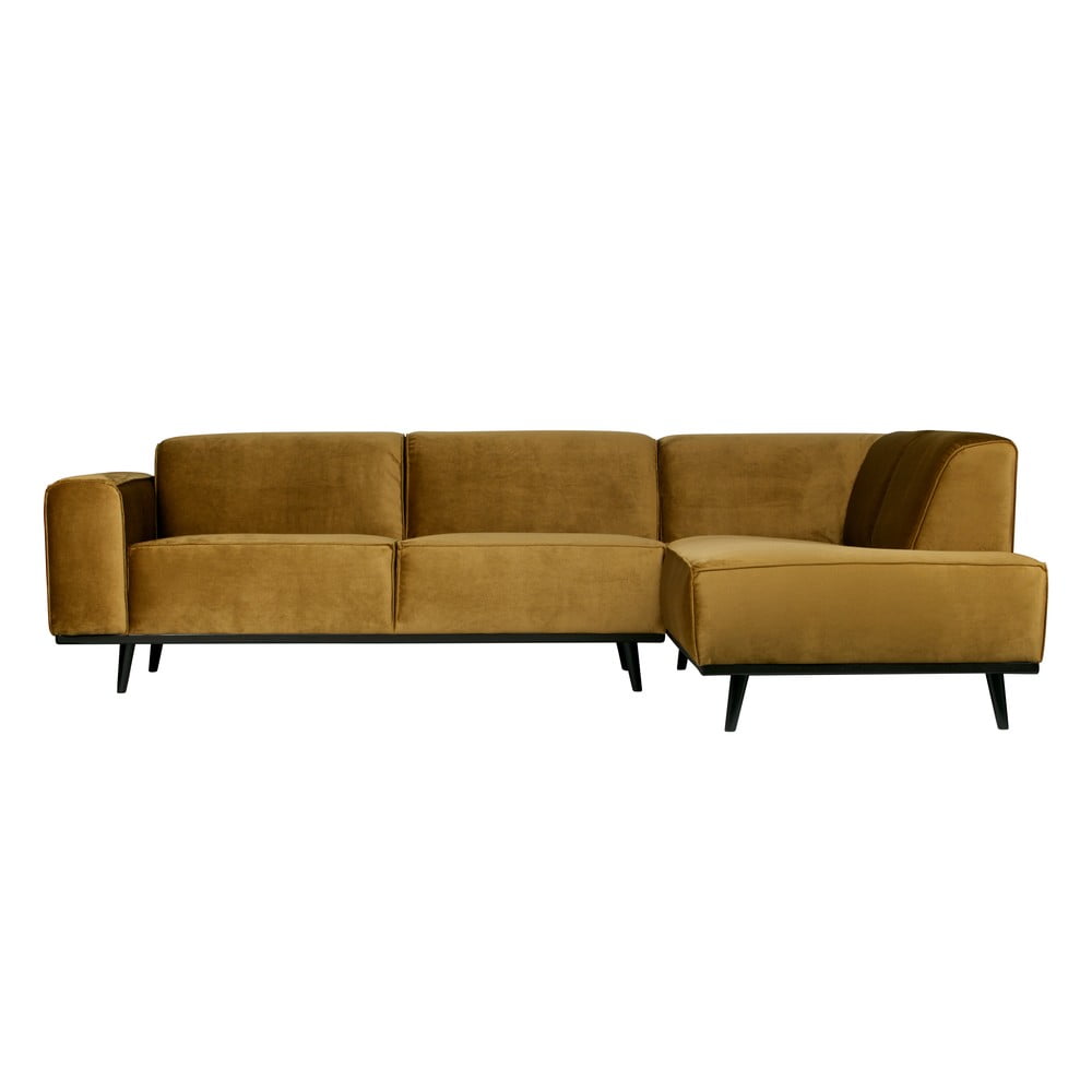 Sárga bársony sarokkanapé (jobb oldali-L alakú) Statement – WOOOD