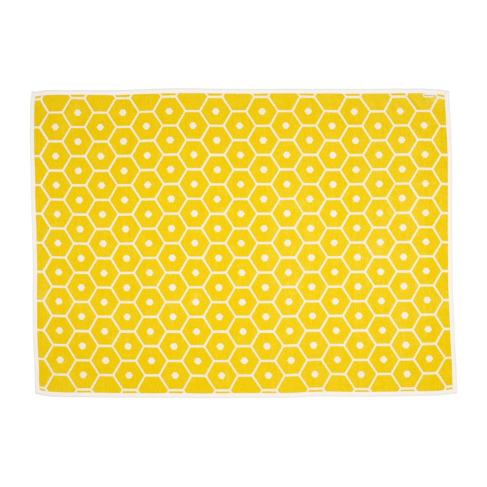 Sárga gyapjúkeverék takaró 140x180 cm Honey Lemon – Pappelina