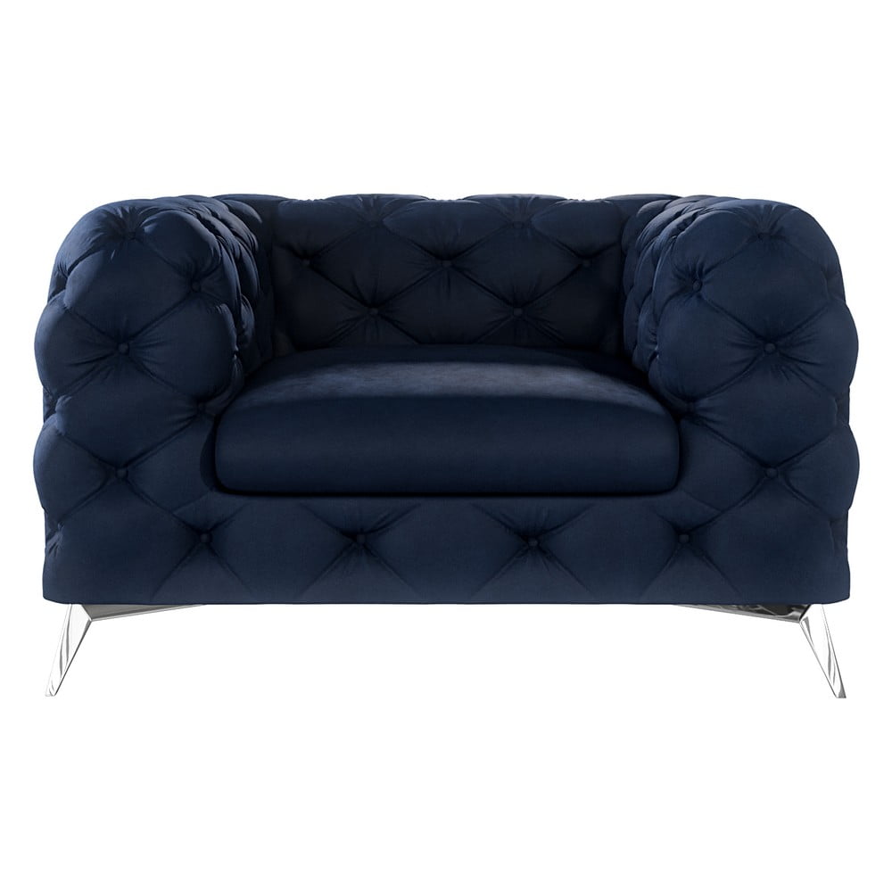 Sötétkék bársony fotel Chelsea – Ropez