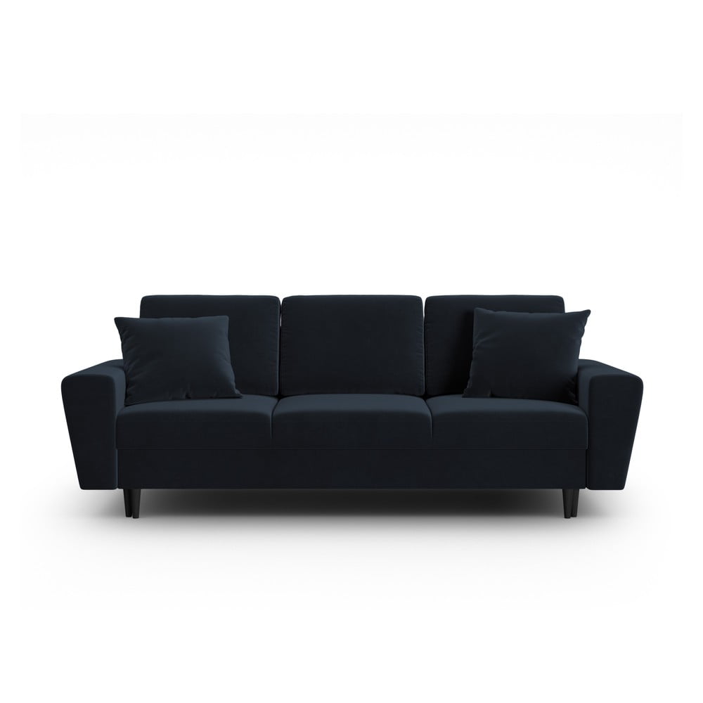 Sötétkék bársony kinyitható tárolóhelyes kanapé 235 cm Kyoto – Cosmopolitan Design