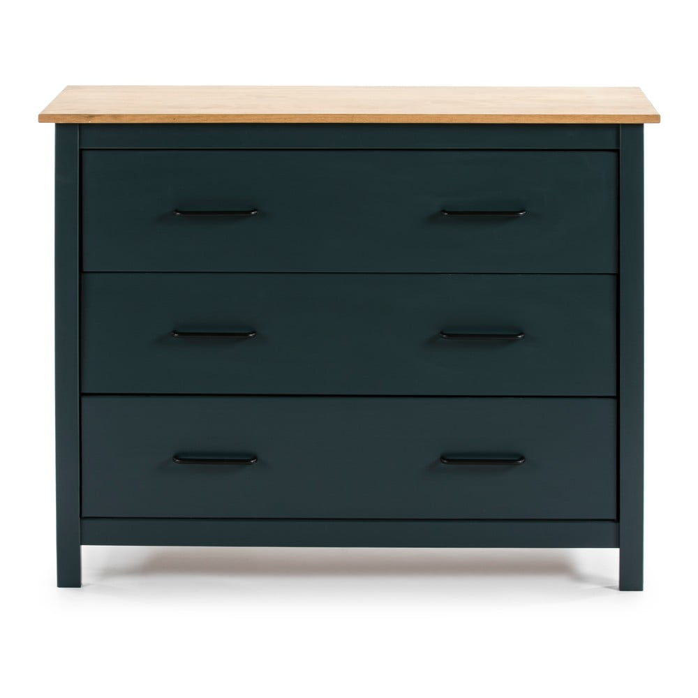 Sötétkék borovi fenyő alacsony komód 100x80 cm Miranda – Marckeric